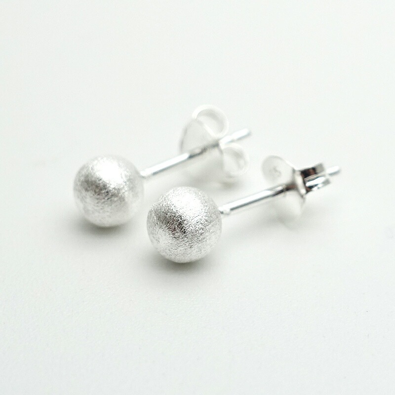 ピアス レディース シルバー925 丸玉 5mm マット つや消し ボール