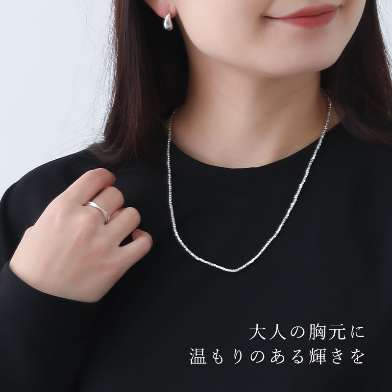 カレンシルバー ネックレス レディース ビーズネックレス 多面カット