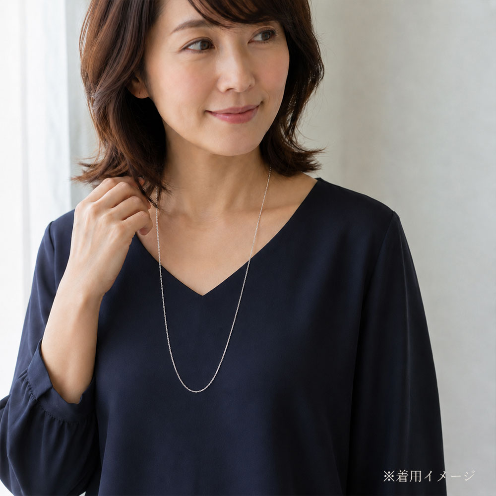 ネックレスチェーン シルバー925 70cm ロング あずきチェーン ロジウム
