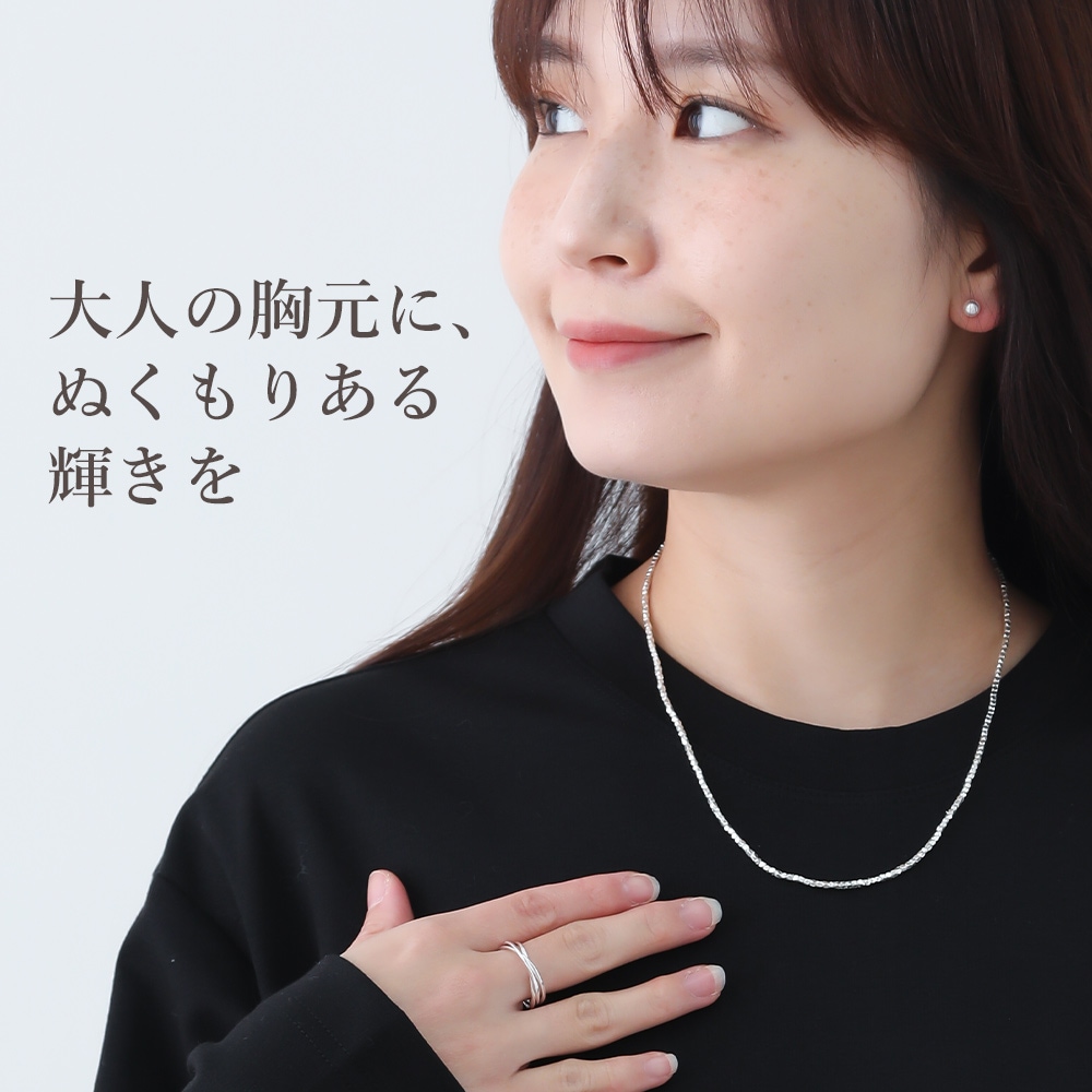 カレンシルバー ネックレス レディース ビーズネックレス 多面カット