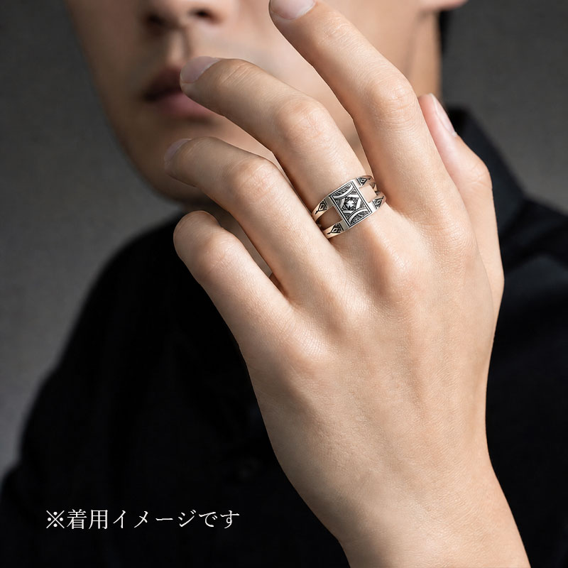 トゥアレグシルバー リング 19号 一点物 フリーサイズ 手彫り シルバー