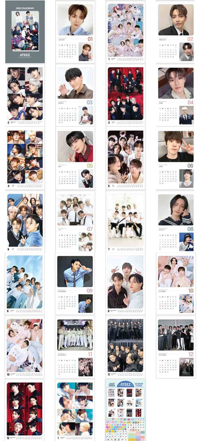 ATEEZ エイティーズ 2025年 (令和7年) フォト 壁掛けカレンダー グッズ