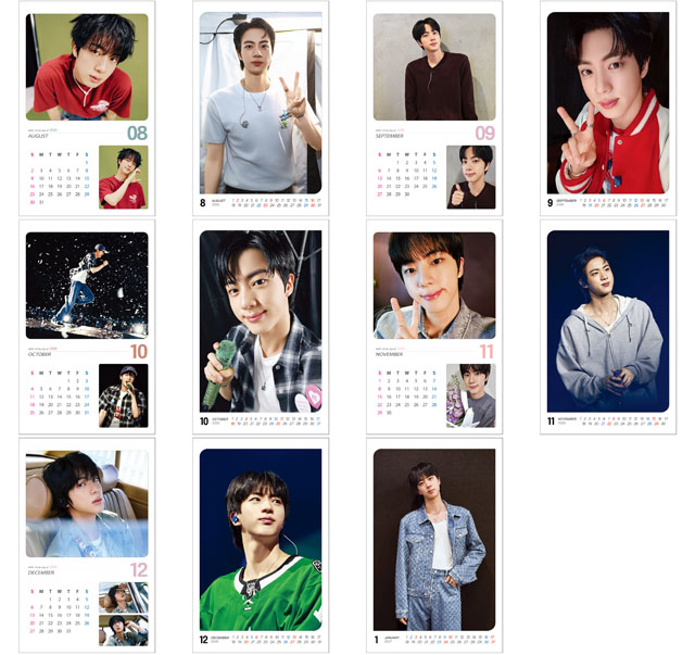 ジン JIN (BTS バンタン) 2026年 (令和8年) フォト 壁掛けカレンダー