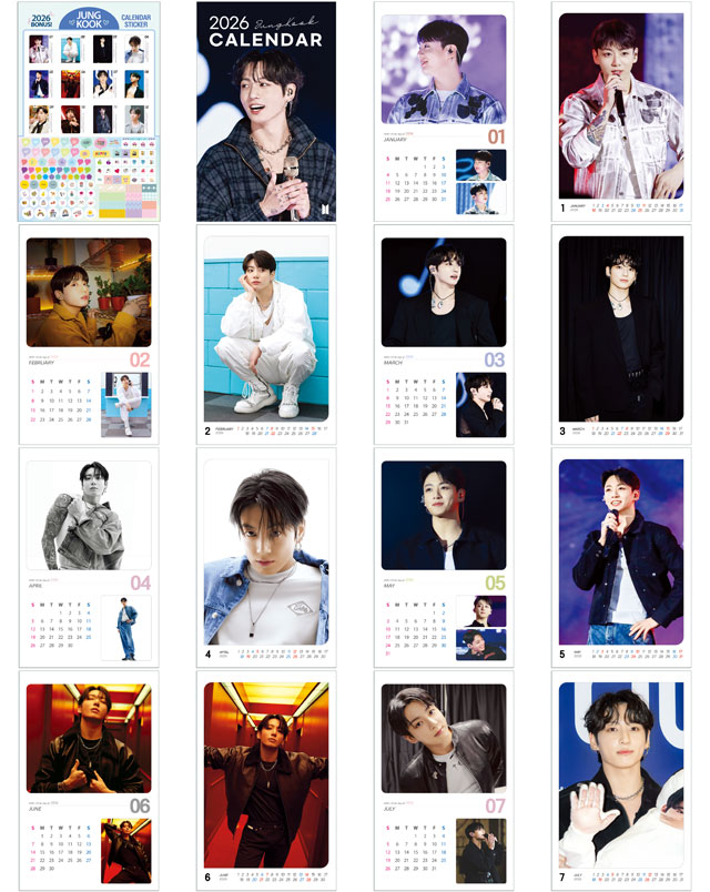 ジョングク (BTS バンタン) 2026年 (令和8年) フォト 壁掛けカレンダー