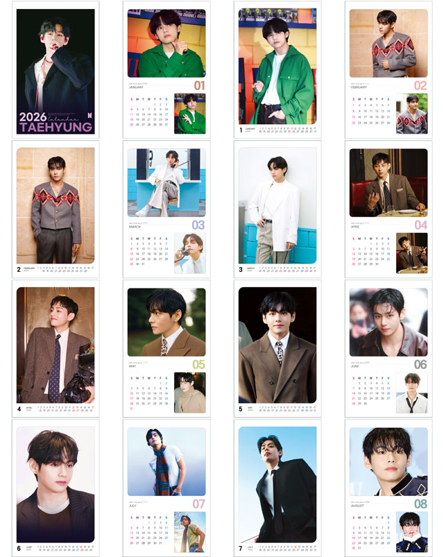 V テテ (BTS バンタン) 2026年 (令和8年) フォト 壁掛けカレンダー