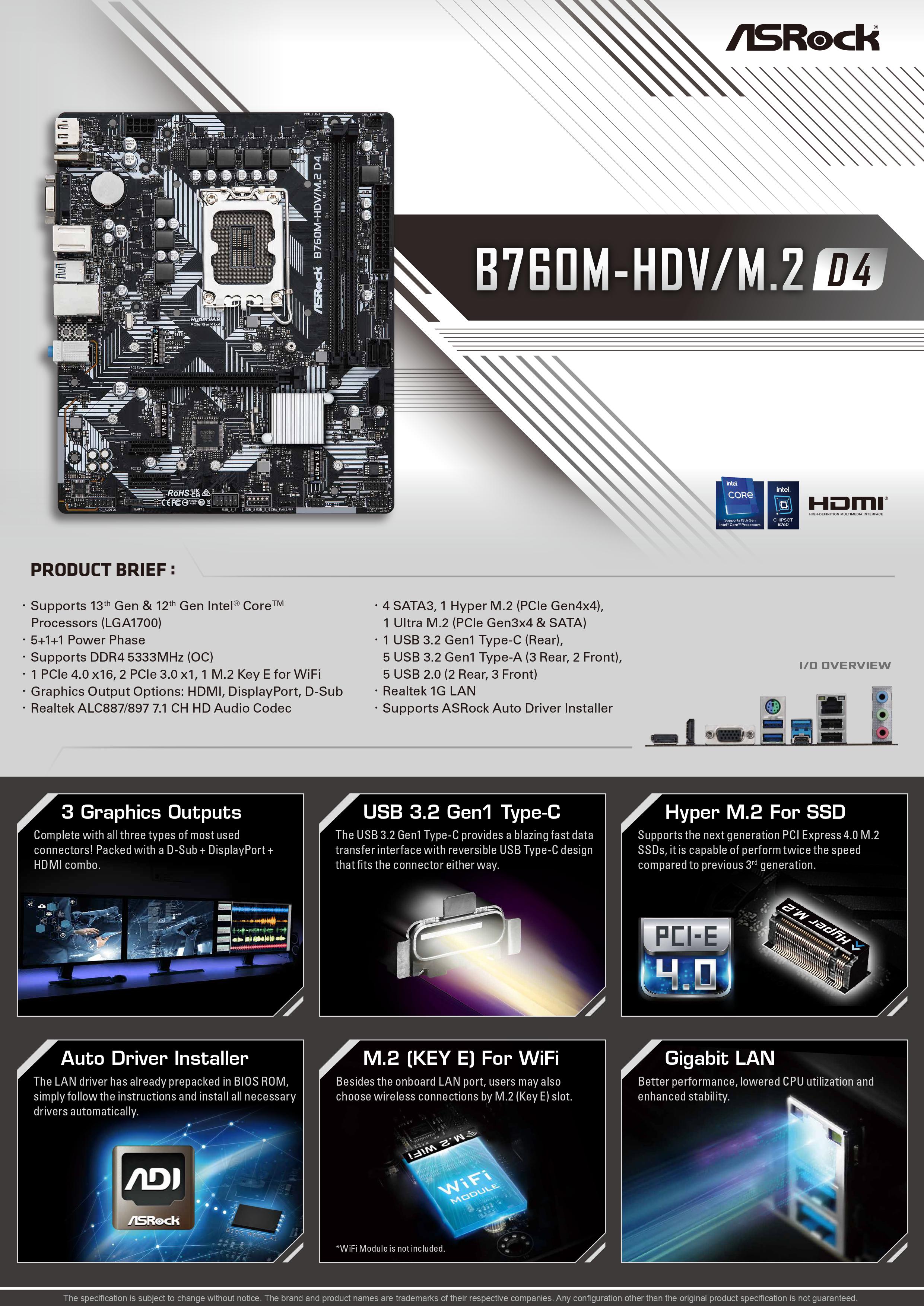 ASRock マザーボード B760M-HDV/M.2 D4 Intelの+inforsante.fr