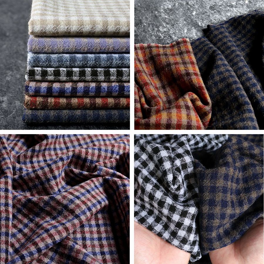 洗いをかけた ウールガーゼ ギンガムチェック 2/48番手