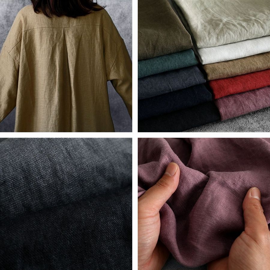 ワイド幅 洗いをかけた フレンチリネンツイル bw加工 25番手