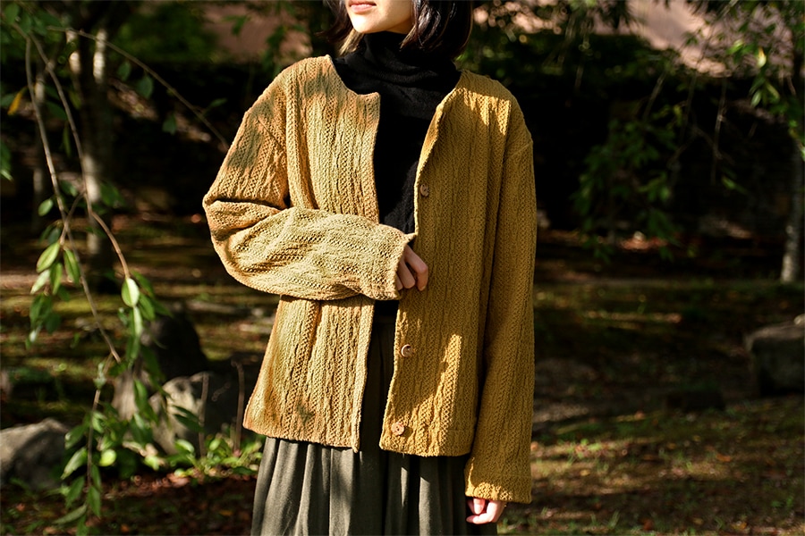 オリジナルアラン縄編みシャーリング ジャガードニット