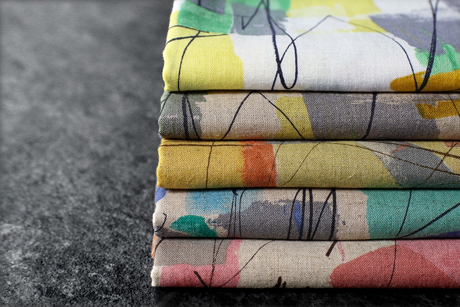 洗いをかけた 綿麻プリント「ジェオリィ」