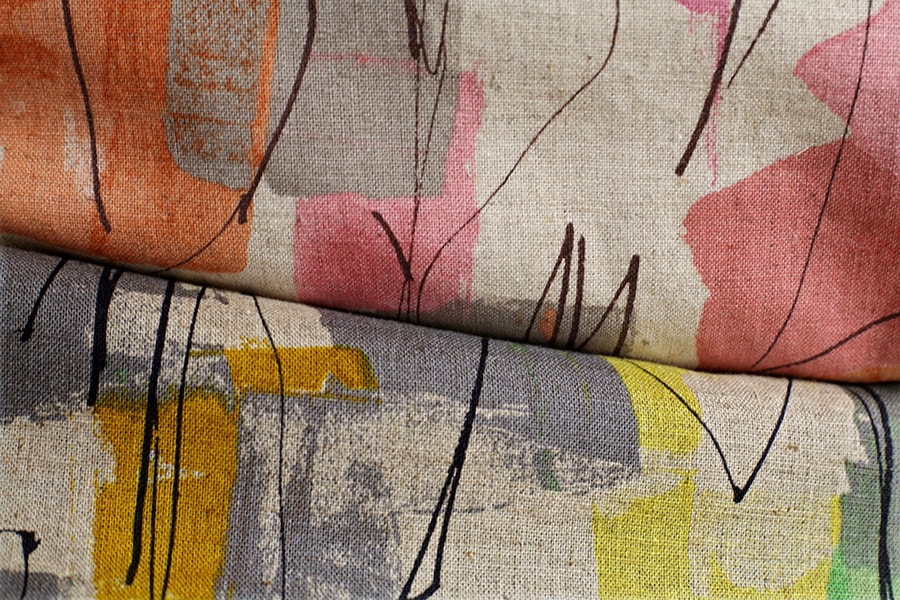 洗いをかけた 綿麻プリント「ジェオリィ」