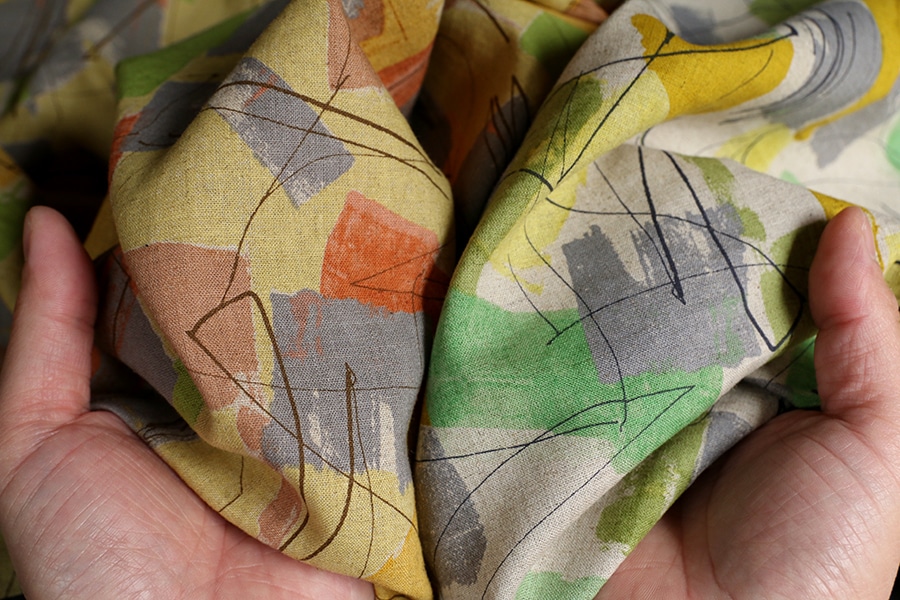 洗いをかけた 綿麻プリント「ジェオリィ」