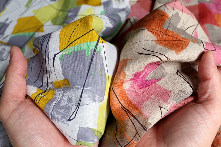 洗いをかけた 綿麻プリント「ジェオリィ」