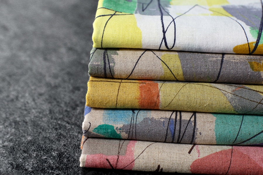 洗いをかけた 綿麻プリント「ジェオリィ」