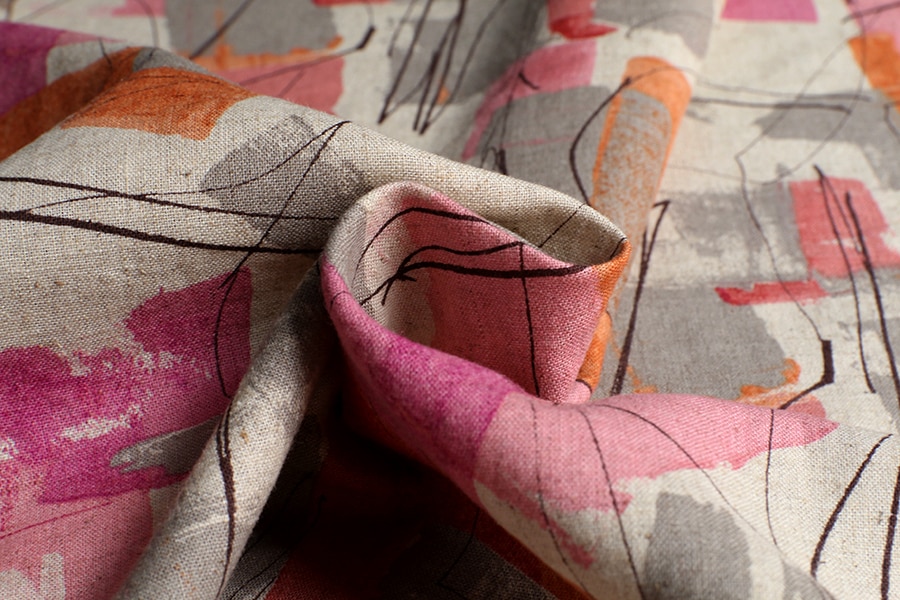 洗いをかけた 綿麻プリント「ジェオリィ」