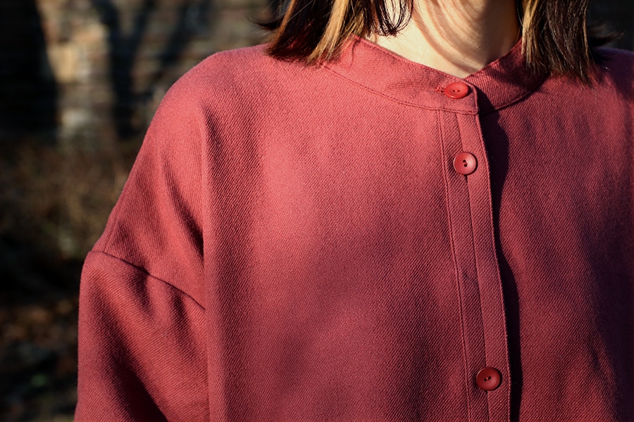 コットンウール シャツワンピース