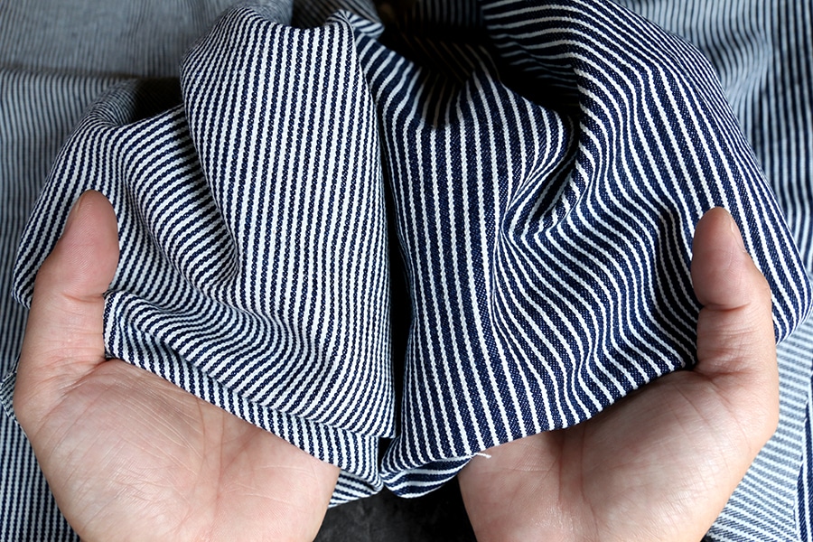 洗いをかけいた 10oz ヒッコリーデニム bw加工