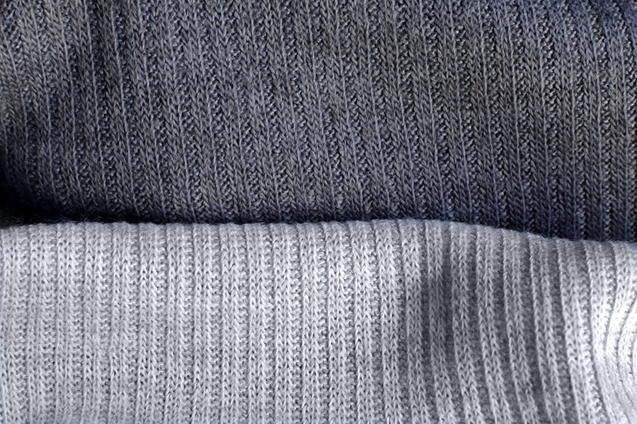 ワイド幅 ウール フレアリブニット 1/26番手