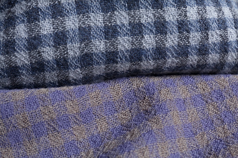 洗いをかけた ウールガーゼ ギンガムチェック 2/48番手 【毛 生地