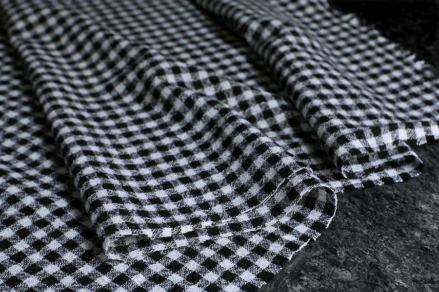 洗いをかけた ウールガーゼ ギンガムチェック 2/48番手