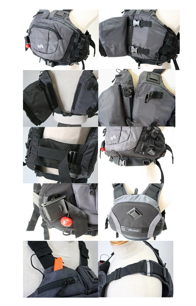 カヌー・カヤック用ライフジャケット　BSJ-RV301 HORIZON　ブラックグレー　ブルーストーム 高階救命器具