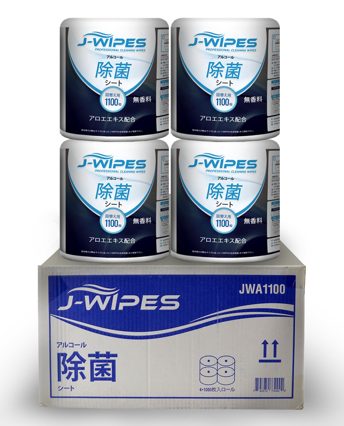 J-WIPES(R) 除菌シート(ｱﾙｺｰﾙ/ﾉﾝｱﾙｺｰﾙ) 1100枚×4ﾛｰﾙ