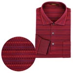 ジャカードボーダーポロシャツ/ボルドー