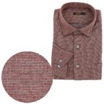 小付柄綿起毛ジャカードシャツ/ワインレッド