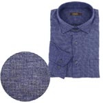 小付柄綿起毛ジャカードシャツ/ネイビー