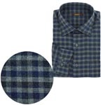 綿起毛チェックシャツ/チャコールグレー