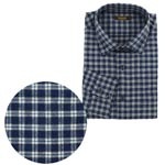 綿起毛チェックシャツ/ネイビー