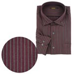 ウォシャブルウールストライプシャツ/ボルドー
