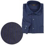 ウォシャブルウールストライプシャツ/ブルー