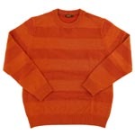 ガーターボーダークルーネックセーター/オレンジ