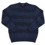 ガーターボーダークルーネックセーター/ネイビー