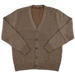 4者混組織柄カーディガン/ライトグレー/ブラウン