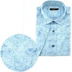 綿ボイルピケプリントシャツ/ミドルグレー