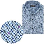 手書き風アーガイル柄ボイルピケプリントシャツ