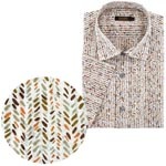 手書き風綾ストライプリップルプリントシャツ