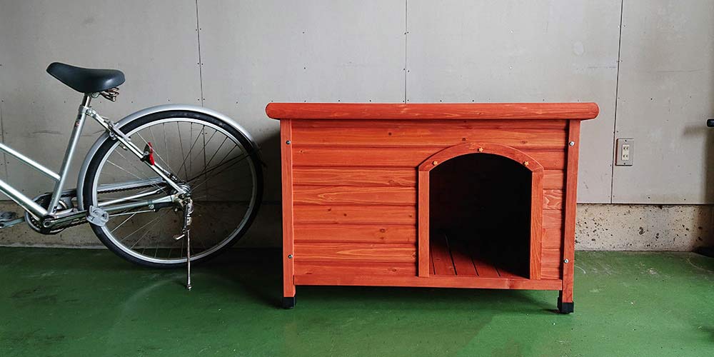 【ガレージの中】片屋根木製犬舎の設置イメージ