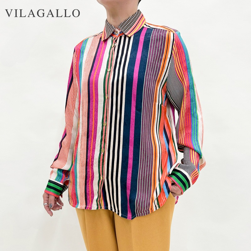 VILAGALLO / マルチストライプ レギュラーカラーシャツ | 新作,2023
