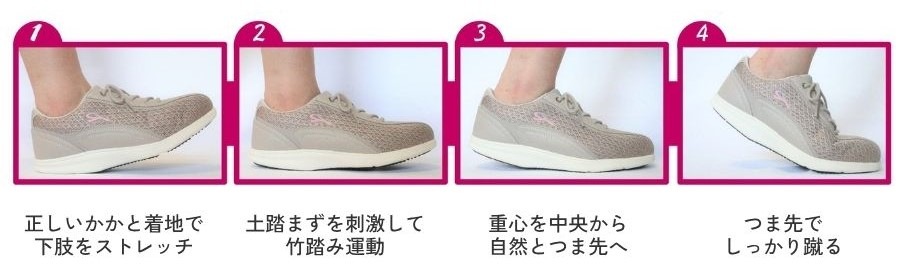 かかとからつま先への体重移動がスムーズに