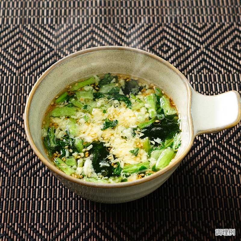 お湯を注ぐだけ！小松菜の中華かきたまスープ