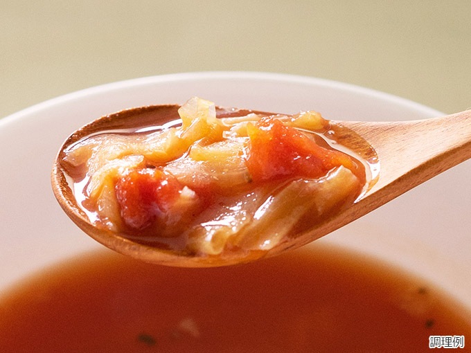 ザク切りキャベツの食感が楽しいスープです。