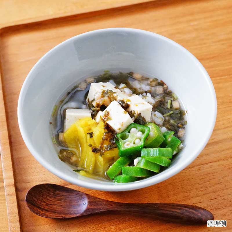 豆腐とオクラとたくあんの冷製茶漬け