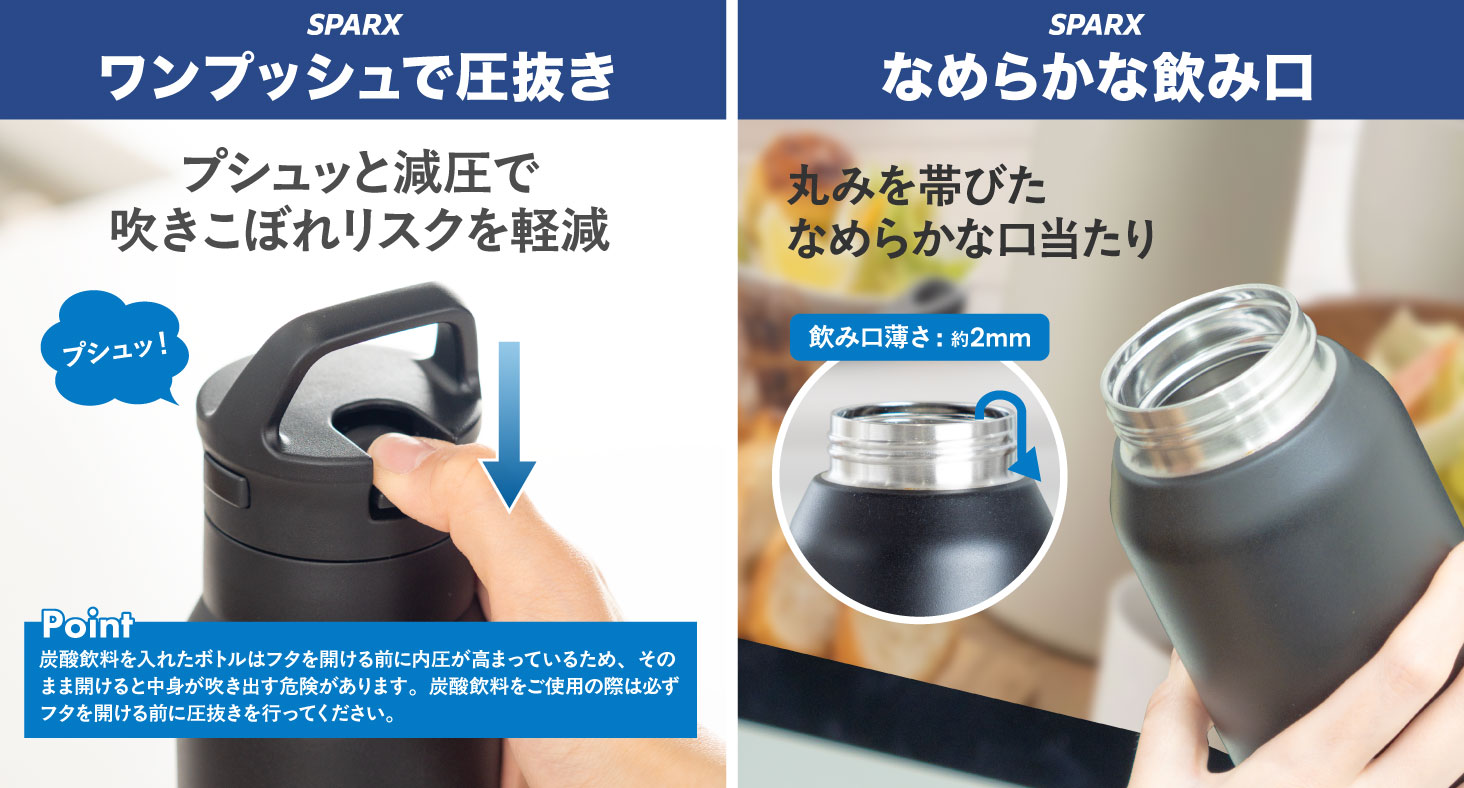 SPARX（スパークス）真空断熱炭酸用ボトル 380ml 540ml 770ml ASO-01