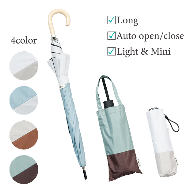 Long, Auto opne/close, Light & Mini, 4Color