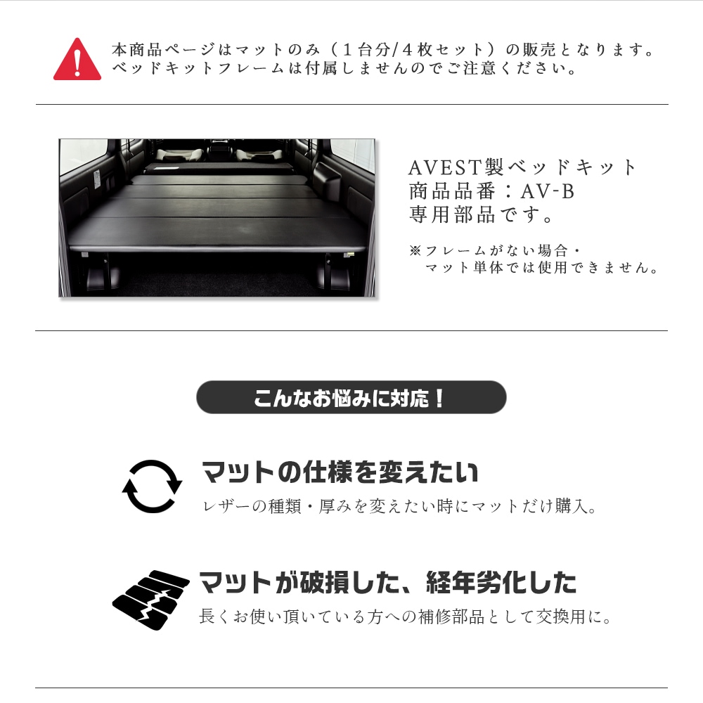 補修部品】ベッドキットマット ハイエース レジアスエース 200 200系