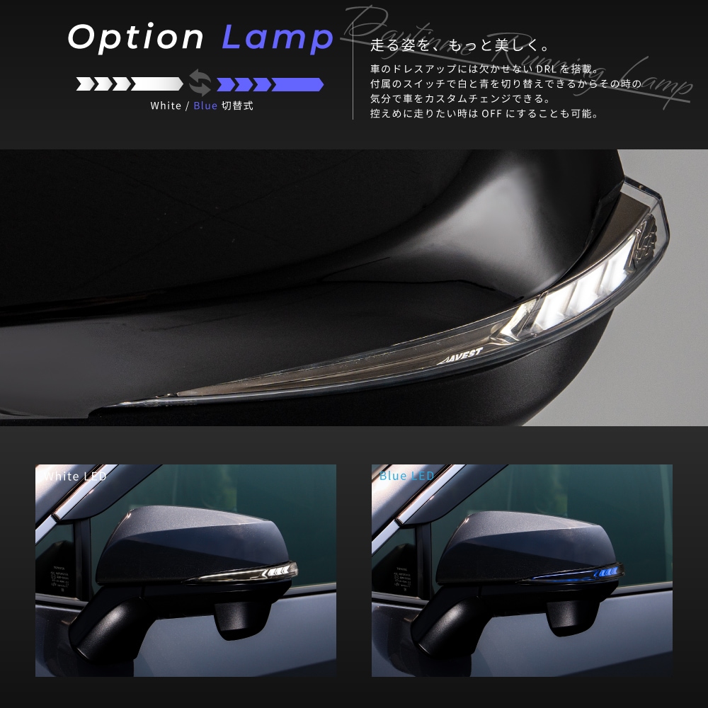 Vertical Arrow Typeα] RAV4 50系 流れるドアミラー専用 レンズ 単体