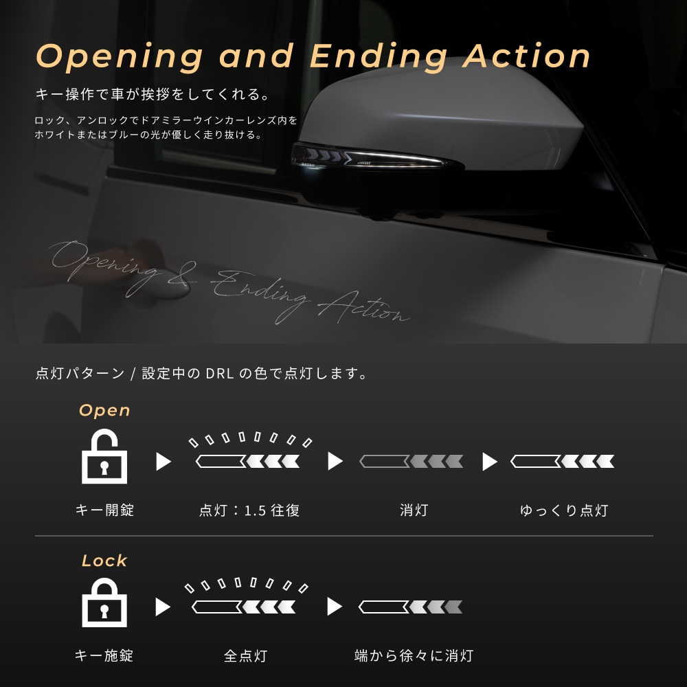 Vertical Arrow Typeα] トヨタ ノア ヴォクシー 90系 流れるドアミラー